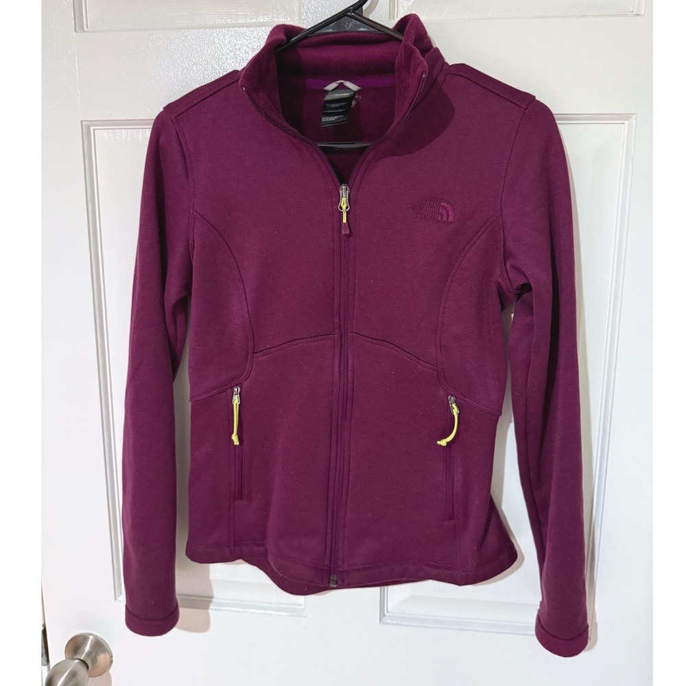 The North Face Womens Plum Purple Full Zip Fleece Jacket Small Mock Neck Pockets
